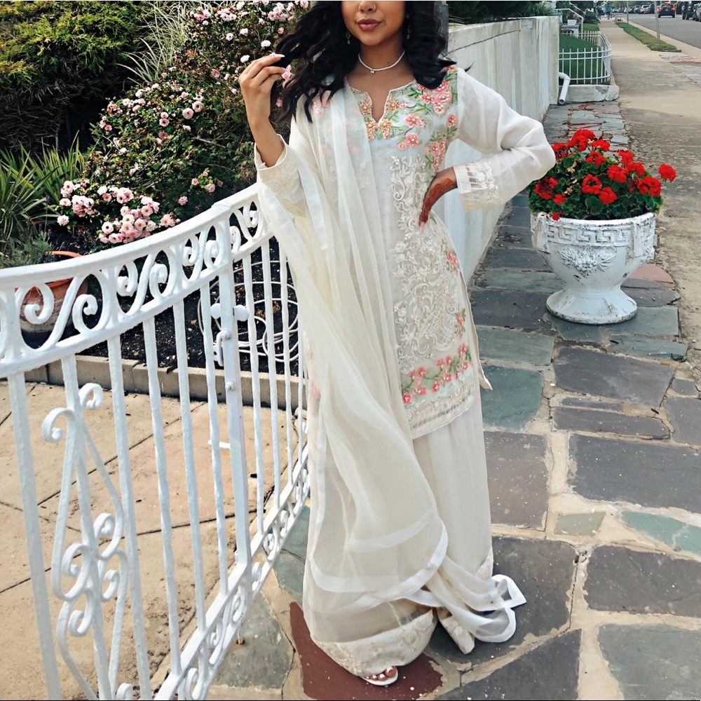White Sharara Salwar Kameez